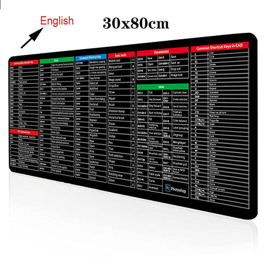 Keyboard Mouse Mat - Shortcut Key Pattern Mouse Keyboard Pad,Extra Large Keyboard Pad with Office Software Shortcuts Pattern,Computer Non-Slip Mat for Desk PC, Laptop,Office (C, L: 900 * 400 * 3mm)