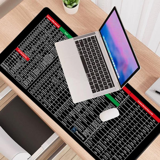 Keyboard Mouse Mat - Shortcut Key Pattern Mouse Keyboard Pad,Extra Large Keyboard Pad with Office Software Shortcuts Pattern,Computer Non-Slip Mat for Desk PC, Laptop,Office (C, L: 900 * 400 * 3mm)
