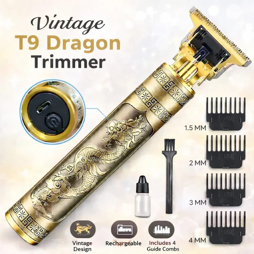 T9 Trimmer - Vintage T9 Gold Hair Trimmer - Premium Body Dragon Shape T9 Hair Trimmer Plastic Body