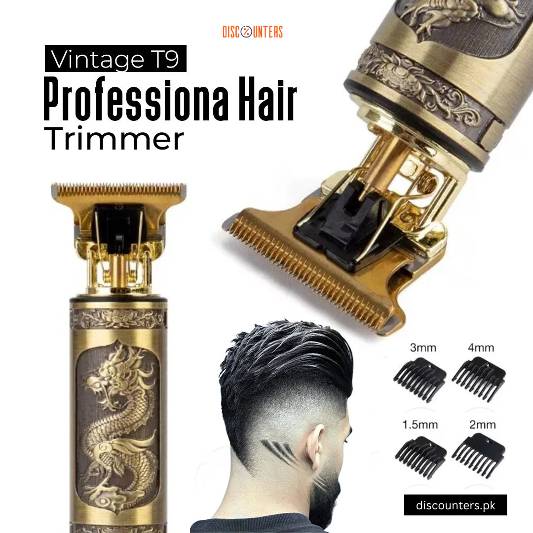 T9 Trimmer - Vintage T9 Gold Hair Trimmer - Premium Body Dragon Shape T9 Hair Trimmer Plastic Body