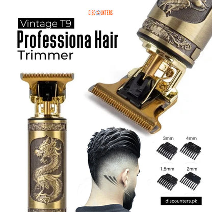 T9 Trimmer - Vintage T9 Gold Hair Trimmer - Premium Body Dragon Shape T9 Hair Trimmer Plastic Body