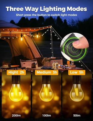 Rechargeable Portable LED Camping Lantern, Tent Lamp with Clip Hook, Essentials Tent Accessories Emergency Camping Lights for Backpacking Camping Hiking Fishing Hurricane Outage type -c charging-Rechargeable Led Light